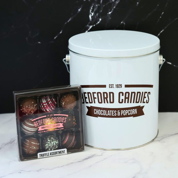 Popcorn Tin & Chocolate Set - 1 Gallon
