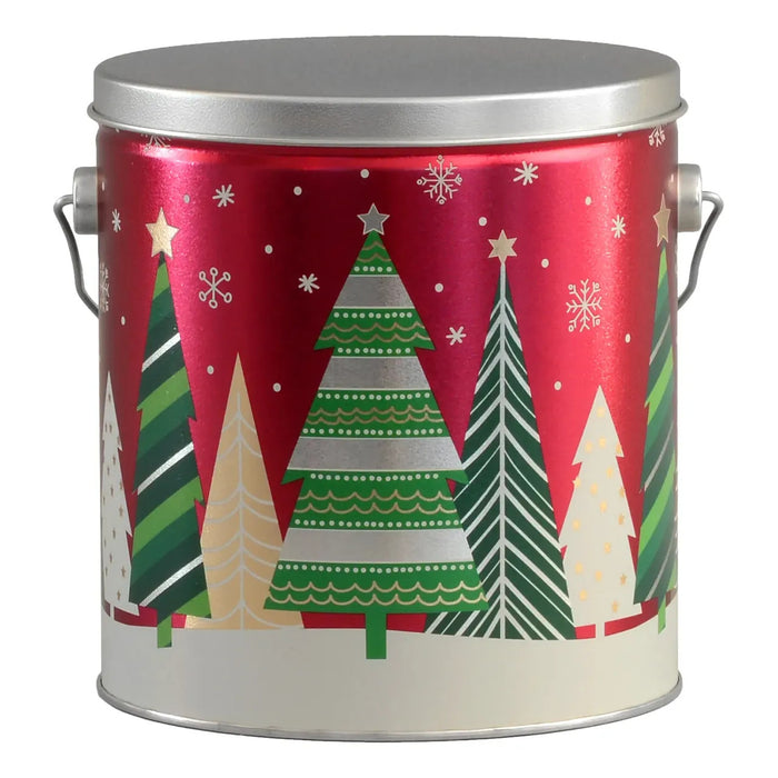 CHRISTMAS POPCORN TIN - Holiday Trees - 1 Gallon