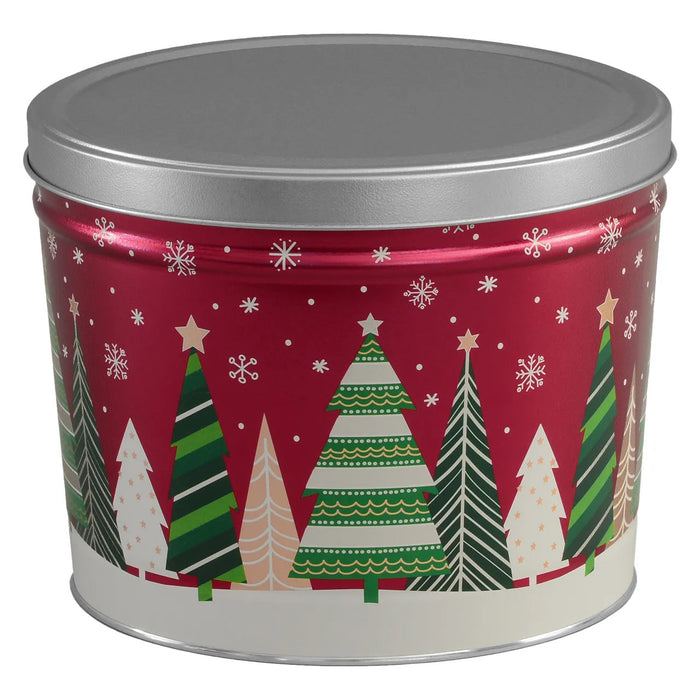 CHRISTMAS POPCORN TIN - Holiday Trees - 2 Gallon