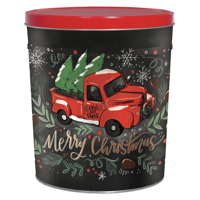 CHRISTMAS POPCORN TIN - Tree Farm Truck - 3.5 Gallon