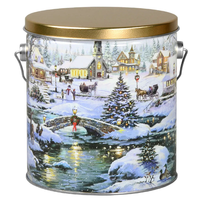 CHRISTMAS POPCORN TIN - Icy Lights - 1 Gallon