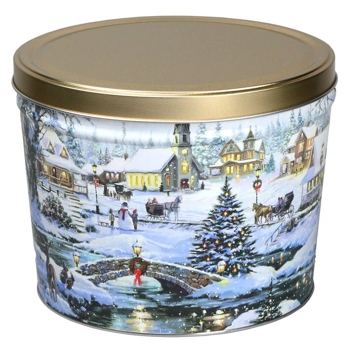 CHRISTMAS POPCORN TIN - Icy Lights - 2 Gallon