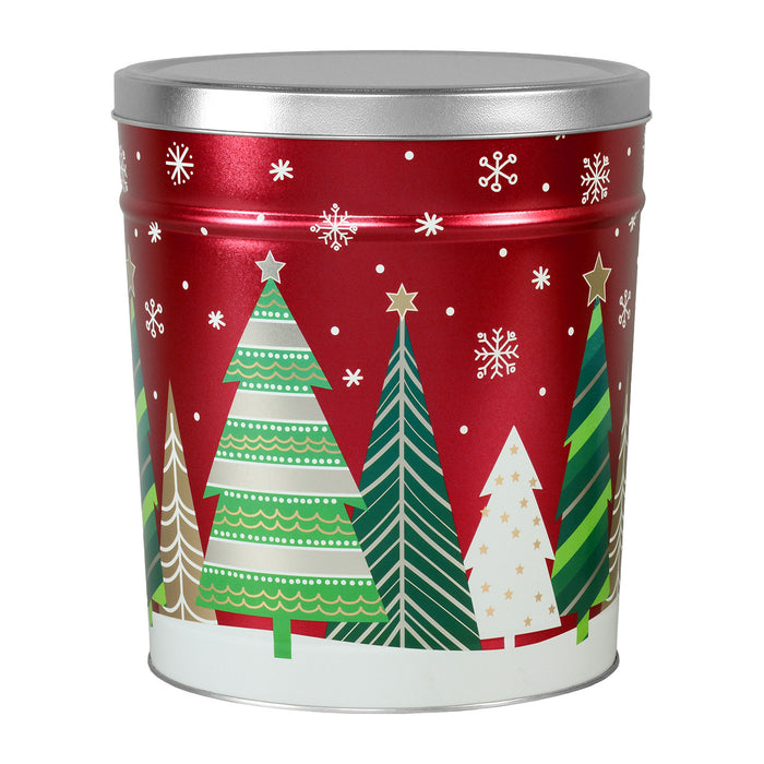 CHRISTMAS POPCORN TIN - Holiday Trees - 3.5 Gallon