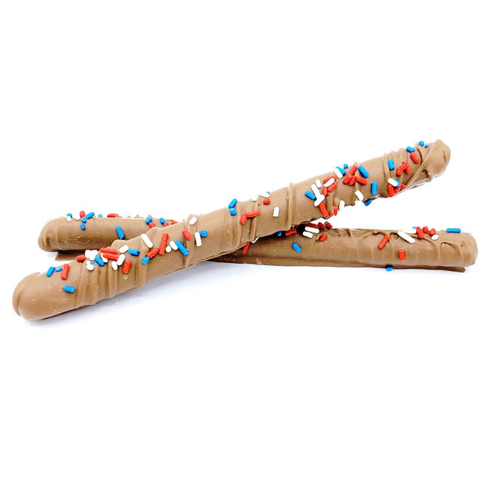 Patriotic Chocolate Pretzel Rods