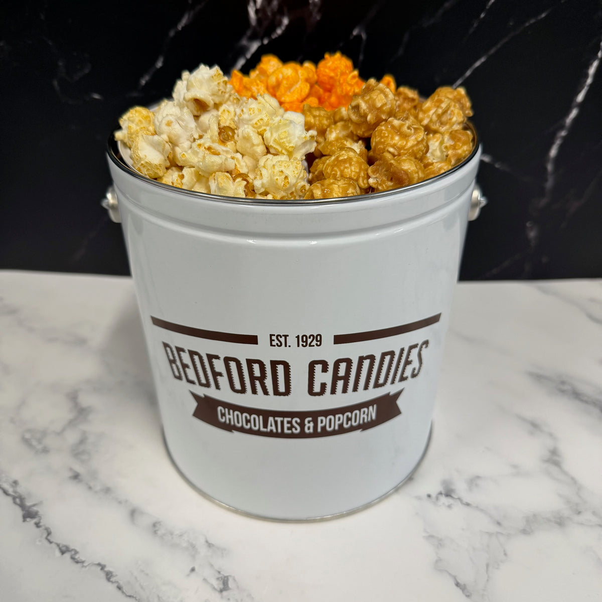 Expensive Popcorn Traditional Gourmet Popcorn Tin - Classic Popcorn Flavors — Bedford Candies