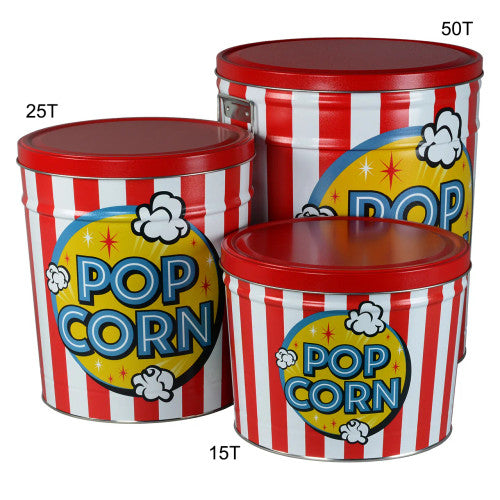 POPCORN TIN - Popcorn Stripes - 6.5 Gallon