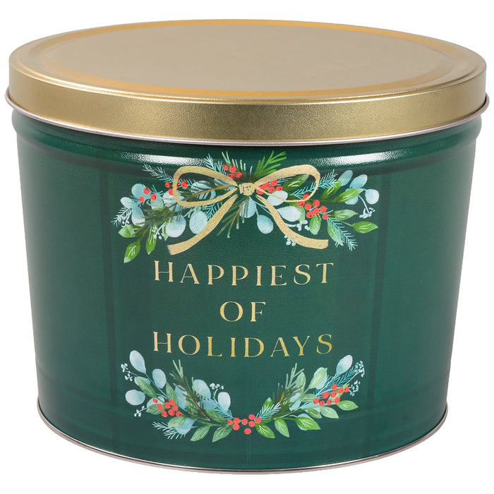 CHRISTMAS POPCORN TIN - Happy Holidays - 2 Gallon
