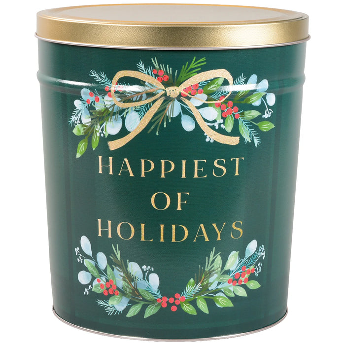 CHRISTMAS POPCORN TIN - Happy Holidays - 3.5 Gallon