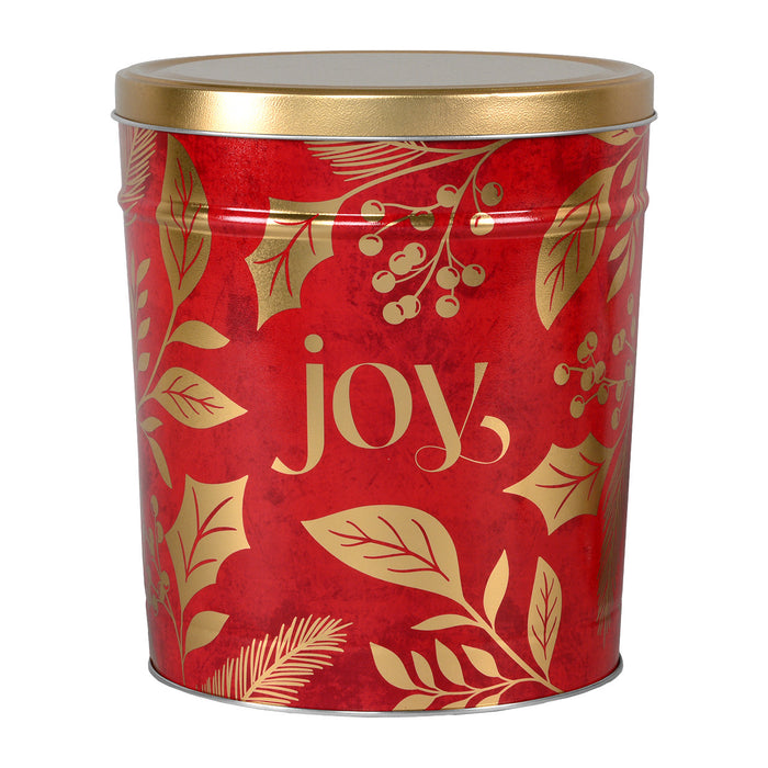 CHRISTMAS POPCORN TIN - JOY - 3.5 Gallon