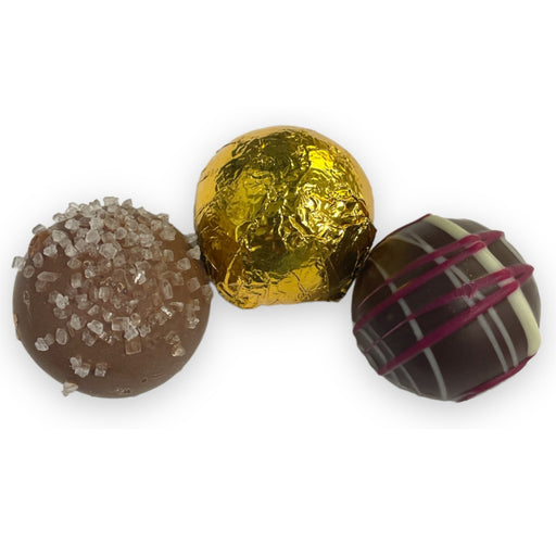 3 pieces of our delicious chocolate truffles. Flavors may vary.